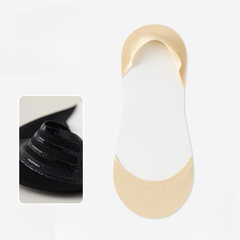 

Invisible Socks for Ladies - Summer Boat Socks with Thin Cotton Sides, Anti-slip, Non-detachable Heel Socks 1 pair тілесний