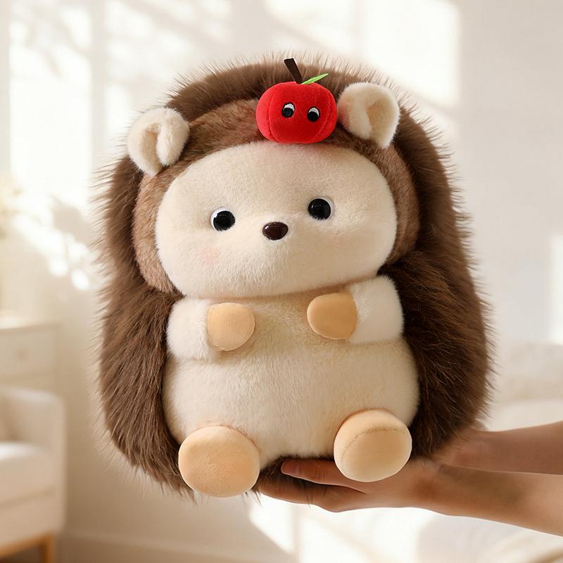 30/40cm Kawaii Hedgehog Plush Toy Hedgehog Has Apples On Its Head Plush Doll Soft Stuffed Animal Doll Birthday Holiday Gift
