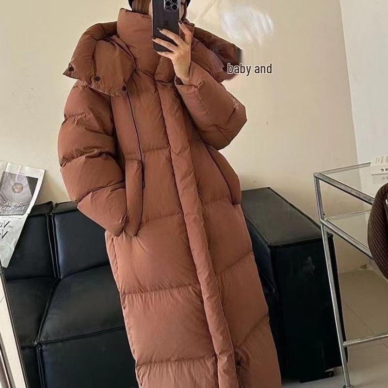 2023 Winter Women's Long White Duck Down Jacket: Korean-Style, Over-the-Knee, Loose, High-End & Thickened