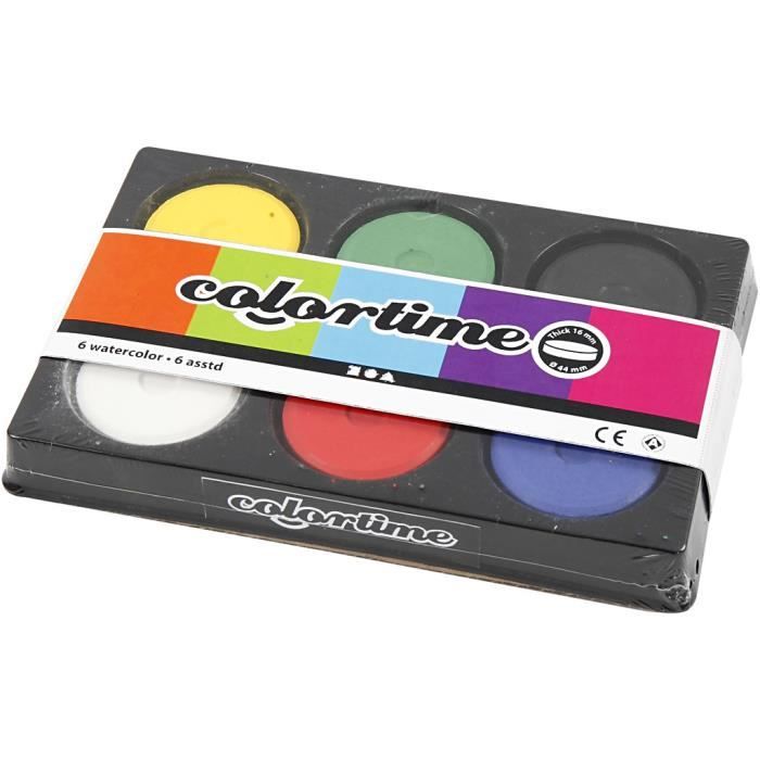 Plastic Palette with 6 Compartments Including Gouache Tablets - Mixable Colors. Ref 34576