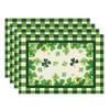 Green Plaid Four-Leaf Clovers Shamrocks Horseshoes St. Patrick's Day Placemats Set of 4 Table Mats