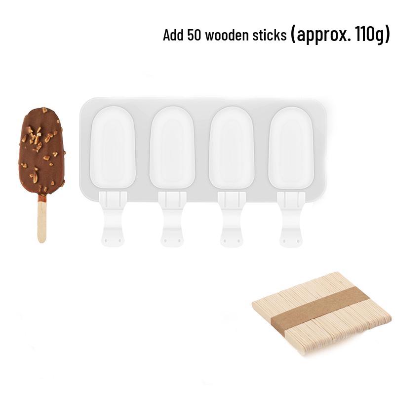 Oval Silicone Ice Pop Mold - Food Grade, 4 Cavities for DIY Popsicles