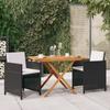 Day and Night - Day and Night 3-piece Garden Dining Set with Black Cushions