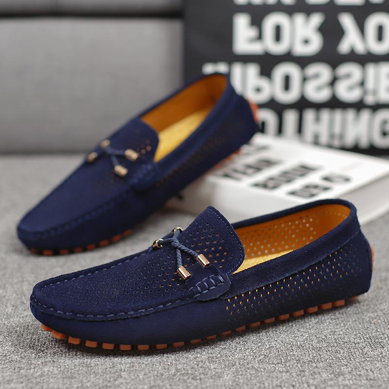 British Style Small Leather Shoes Large Size Lazy Shoes Summer and Autumn Breathable Hollow Doudou Shoes