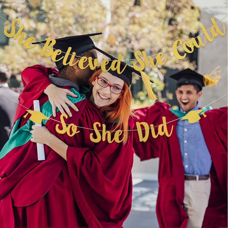 2026 Graduation Banner - 'She Believed She Could, So She Did'