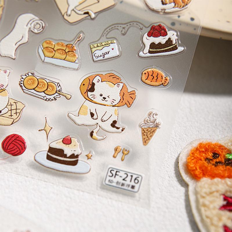 SKY 6D Embossed Cartoon Kitten Baguette Party Decorative Stickers