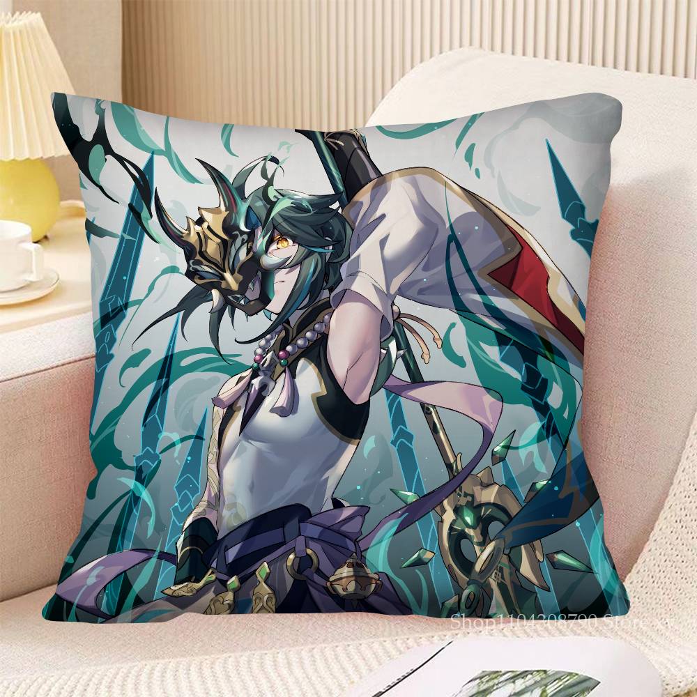Spiel Anime Genshin Impact Xiao Kissenbezug Mode Quadratischer Kissenbezug Schlafzimmer Sofa Raum Ins Dekoration Freizeit