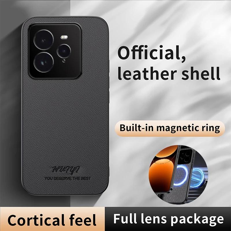 Car Magnetic Cover for Realme GT 7 Pro Luxury Leather Matte Soft Frame Protective Back Case for OPPO Realme GT7 Pro GT7Pro Capa