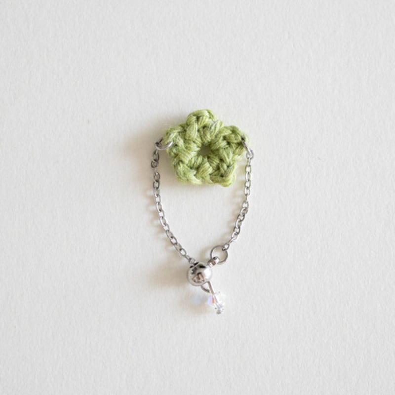 MERRYMOTIVE Pastel Flower Knit Chain Ring (Green)