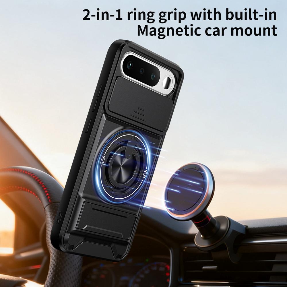 KEYSION Magnetic Phone Case for Raelme 16 5G Slide Camera Protection Upright Kickstand 360 Ring Shockproof Cover for Realme16 5G