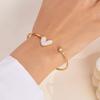 New Trendy Gold Plated Simple Heart Cuff Bangles for Women High Quality Stainless Steel Crystal Bracelets Waterproof Jewelry