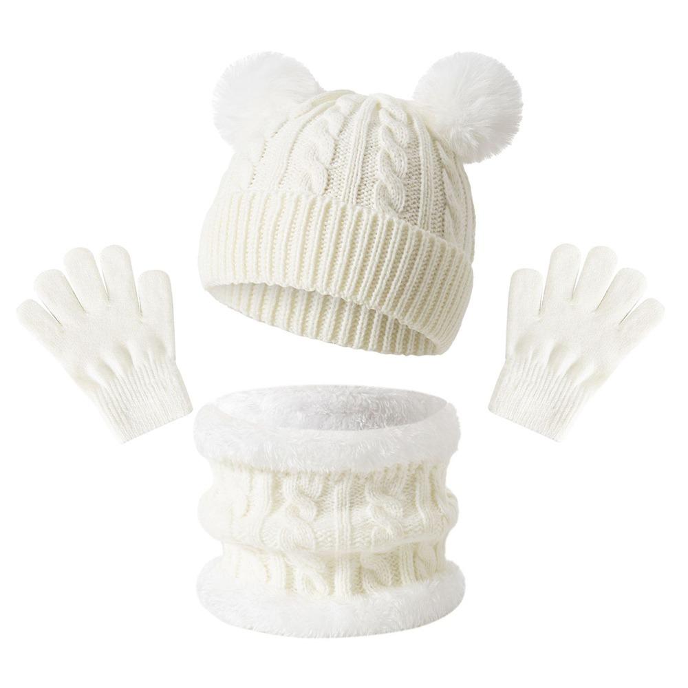 3Pcs/Set Winter Knitted Hats Scarfs Warm Bonnet Gloves Kits Children Scarf Hat Gloves Set Outdoor