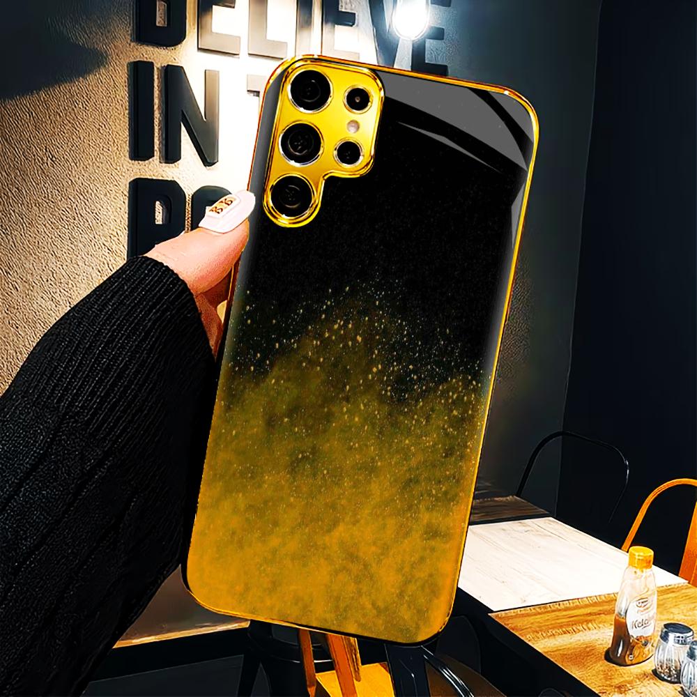 Black gold faddish cellphone new Bestseller model PhoneCase Glass PhoneCase for Samsung Galaxy S26 S25 S24 S23 S22 FE,Ultra,Plus
