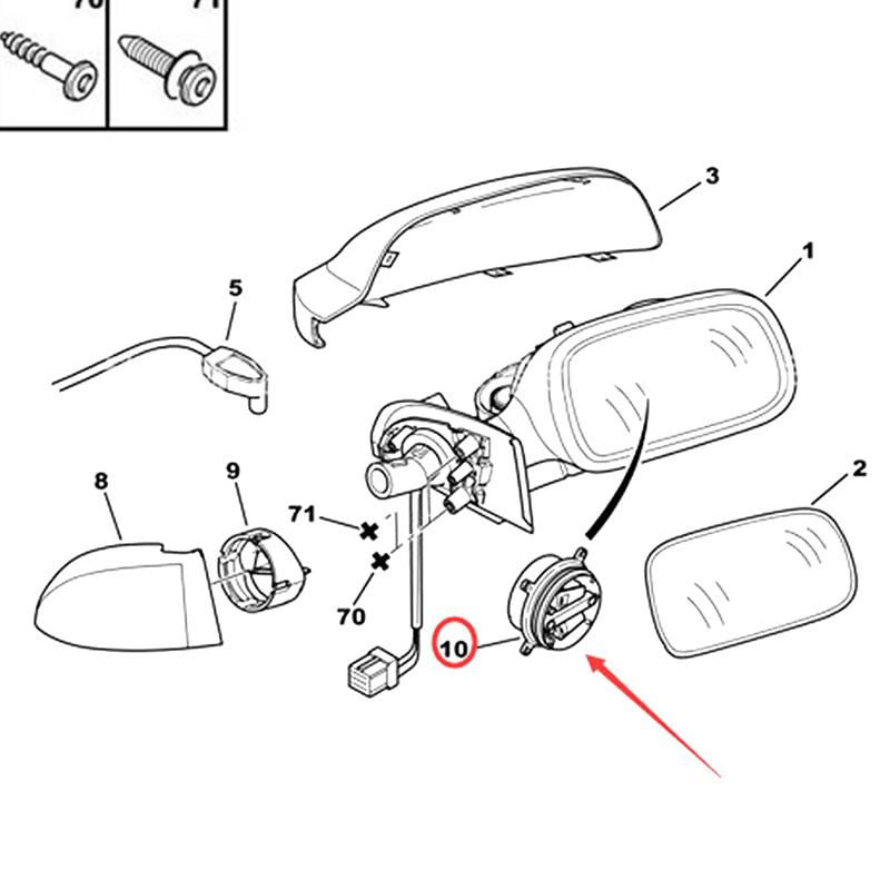 Vorderer äußerer Rückspiegel Basis Motorversteller 660238 Ersatz für C2 C3 C4 C5 DS4 Xsara/Peugeot 206 207 306 307