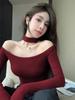 2025 Versatile One-Shoulder Spicy Girl Long Sleeve Halter Slim Fit Cropped Top for Women