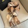 New pure wool plaid scarf British men and women couples winter warm double-sided fringed high-end scarf