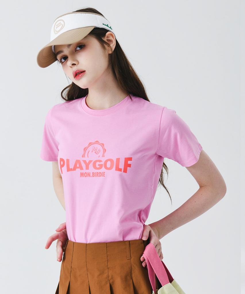 MONBIRDIE GOLF Play Golf Washed Short Sleeve T-Shirt Pink