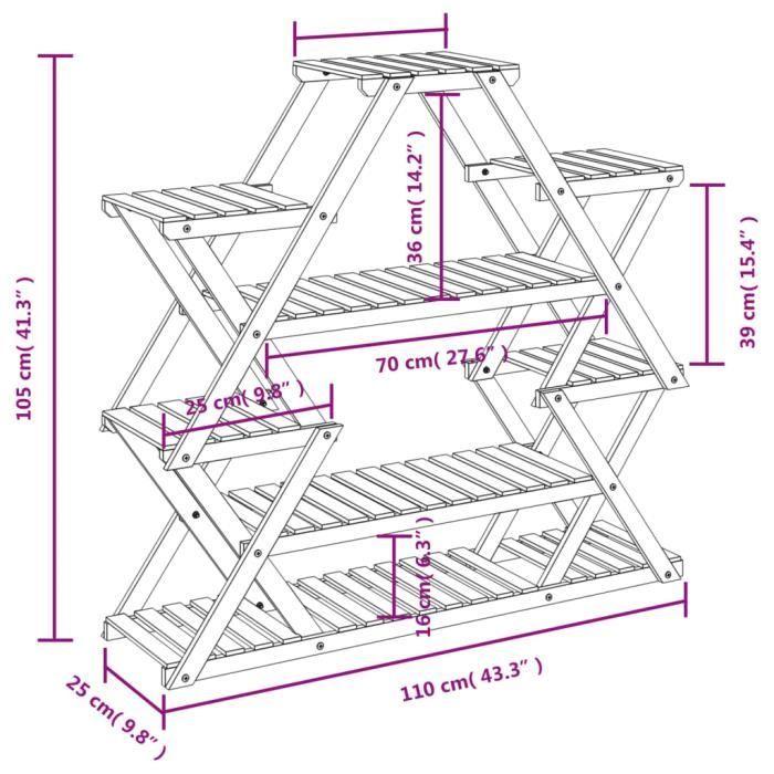 VidaXL Support à fleurs 110x25x105 cm bois massif de sapin 362877
