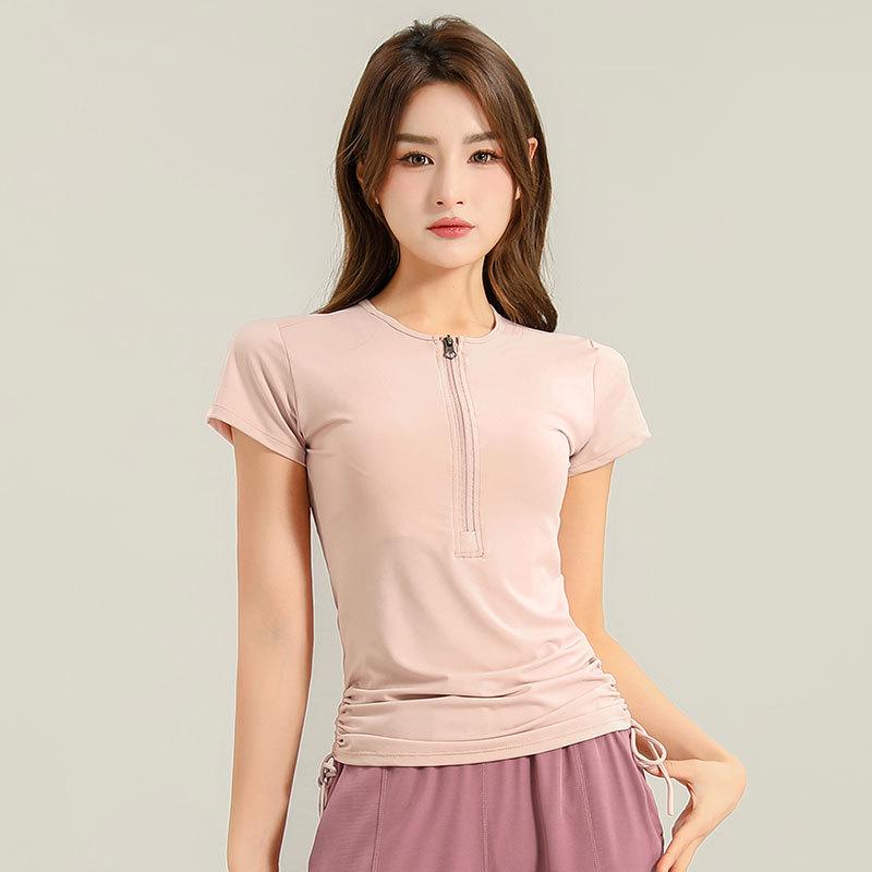 Women's High-End Quick-Dry Yoga & Running Set: Summer Half-Zip Short Sleeve Top with Loose Casual Ice Silk Pants