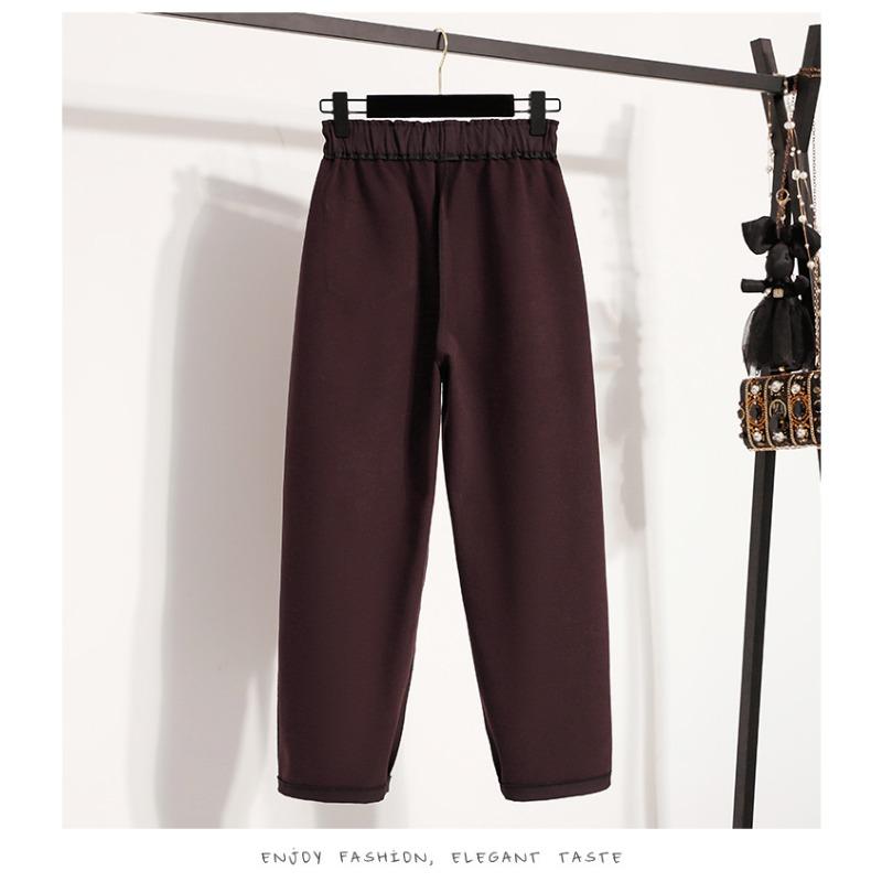 DIMANAF 2025 Autumn Winter Women Plus Size Pants Thick Casual Lady Long Pants Flocking Oversized Loose Bottoms