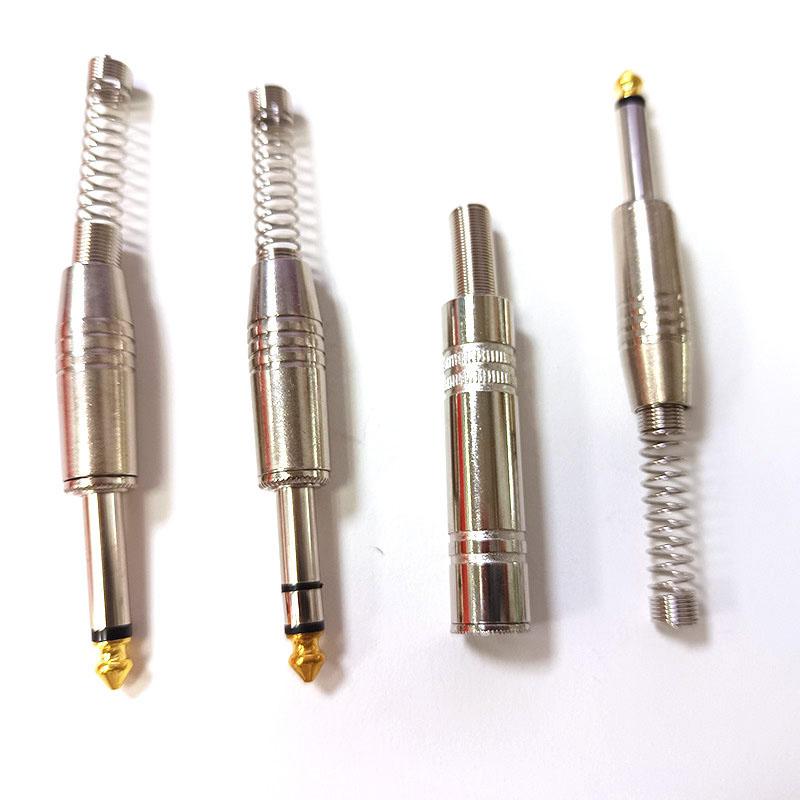 6.35mm 6.5mm Audio Male Female Mono Stereo Solder Connector Plug Socket 2 3 Pole Gold Plated Metal Amplifier Mic Converter