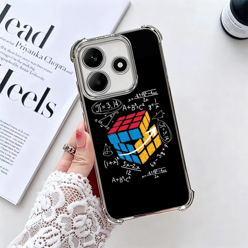 Rubik Cube Formula Spoofs Math Soft Phone Case For Xiaomi Redmi Note 14 15 Pro Plus 13 12 11S 11T 5G 10 9S 9 Plating Anti-Fall F