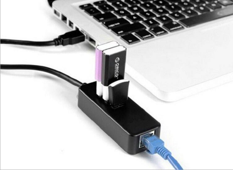 USB 3.0 to RJ45 Gigabit Network Card with Hub - Driver-Free