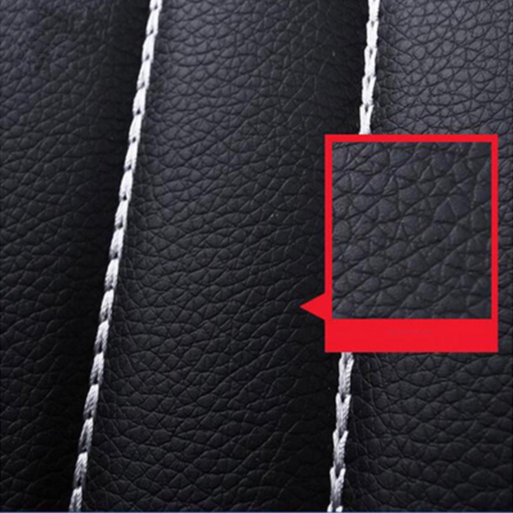 Beige Stitched PU Leather Car Seat Cover - Universal Fit for 5-Seater, All-Season Use