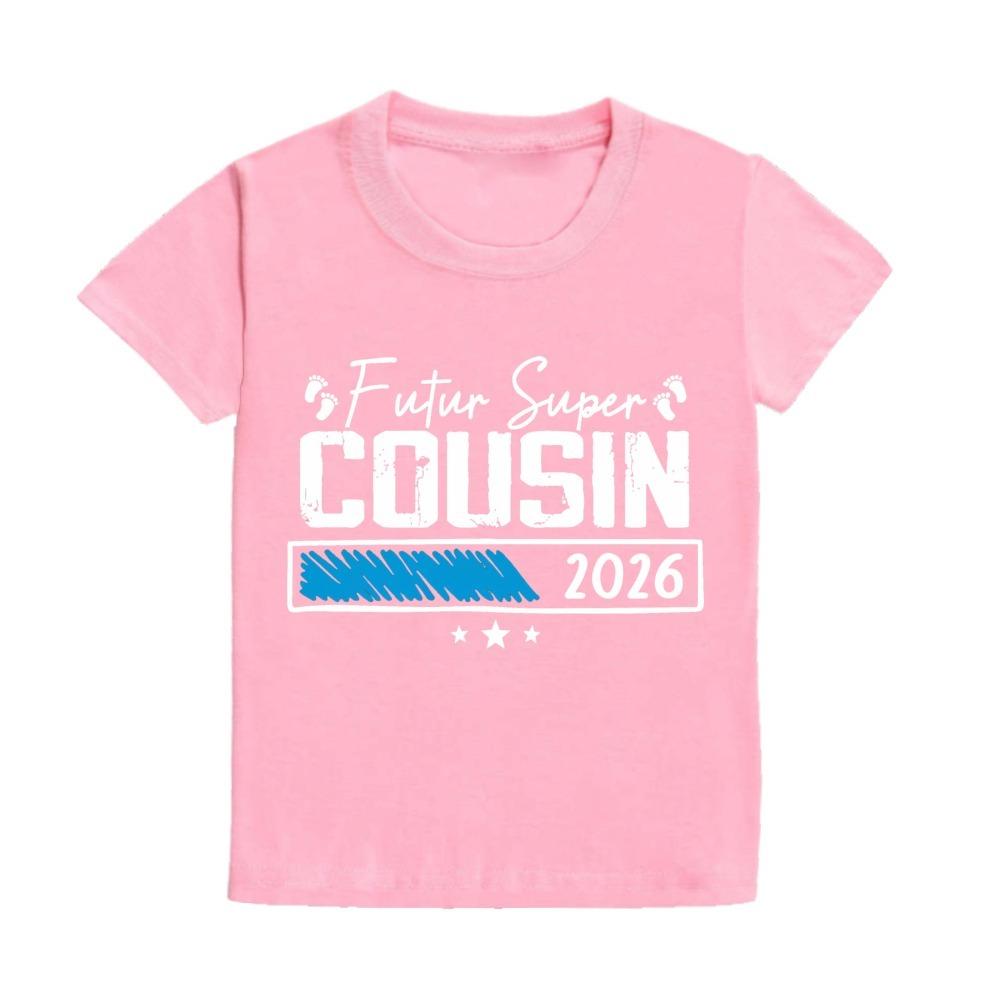 Feture Super Cousin 2026 Kid Tshirt Casual Short Sleeve Child Tee Tops Round Neck T Shirt Pregnancy Announcement
