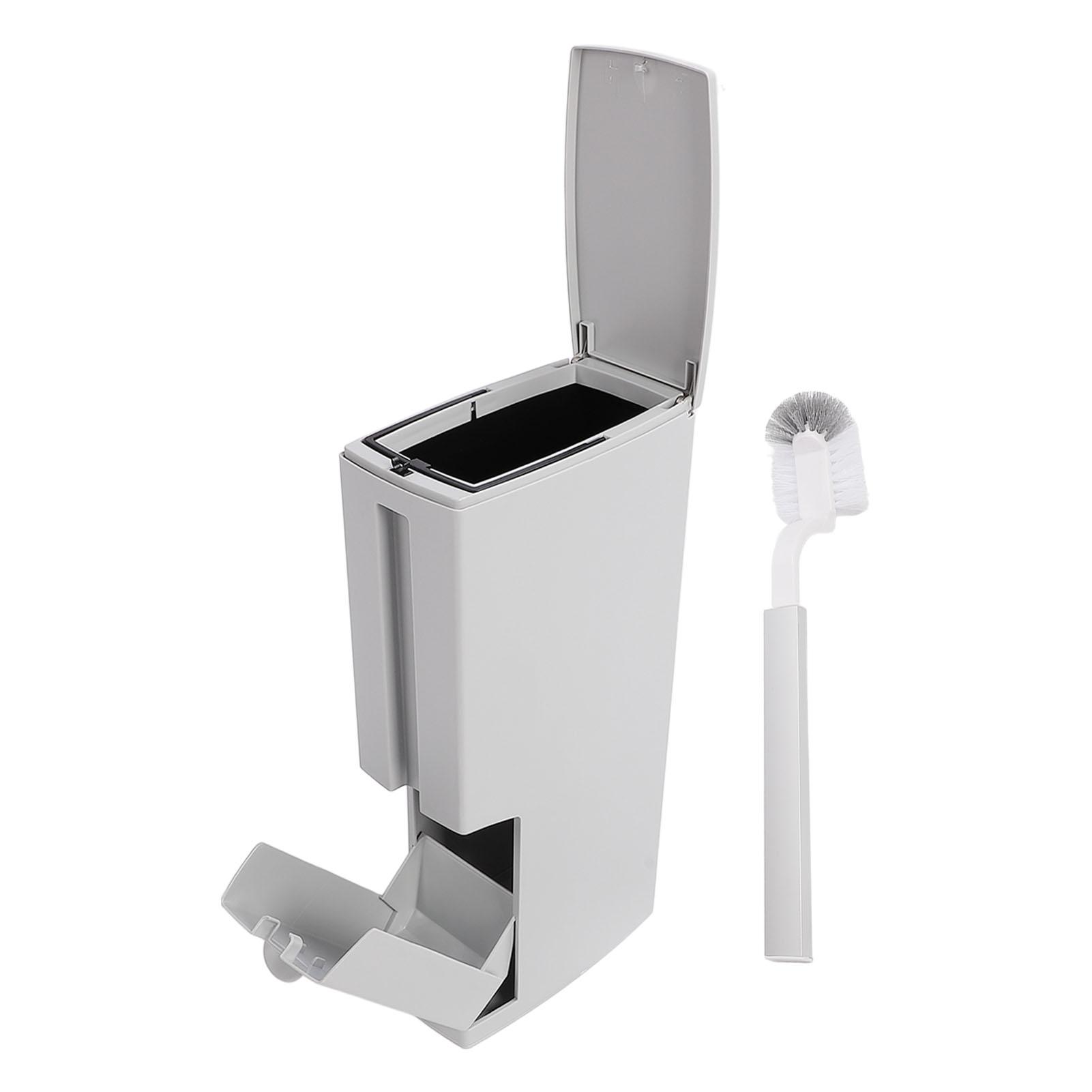 

Bathroom Trash Can with Toilet Brush and Holder Up Lid Prevent Odor Removable Inner Bucket Garbage Bin