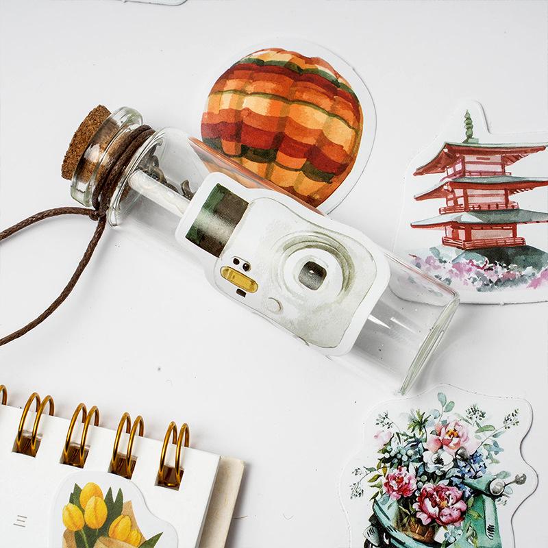 46pcs Vintage Travel Graffiti Decals Decorated Notebook Water Cup Diary Suitcase Guitar Classic Toy DIY Scrapbook Decals