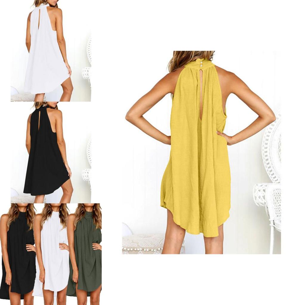 Chic Womens Holiday Irregular Ladies Summer Beach Sleeveless Party Dress For Effortless Style And Comfort