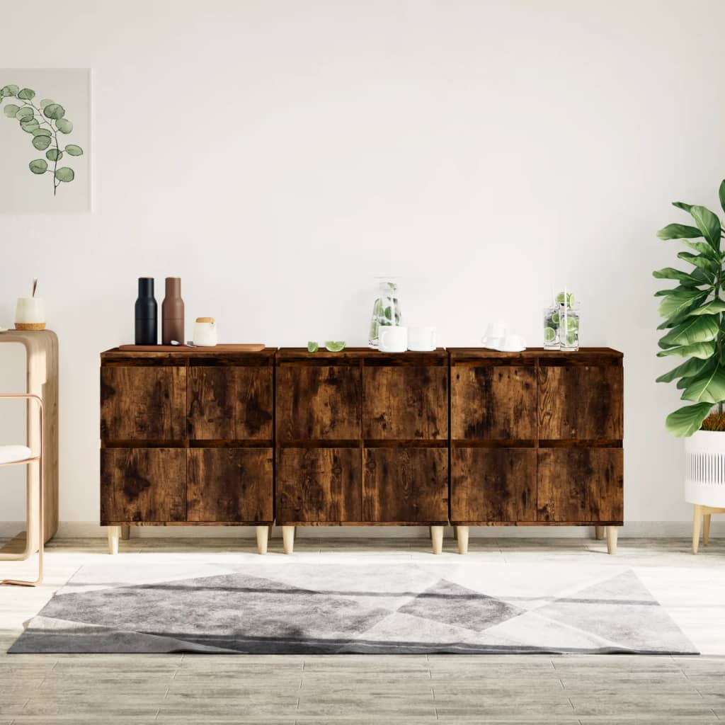 Sideboards 3 pcs Smoked Oak 60 x 35 x 70 cm Engineered Wood
