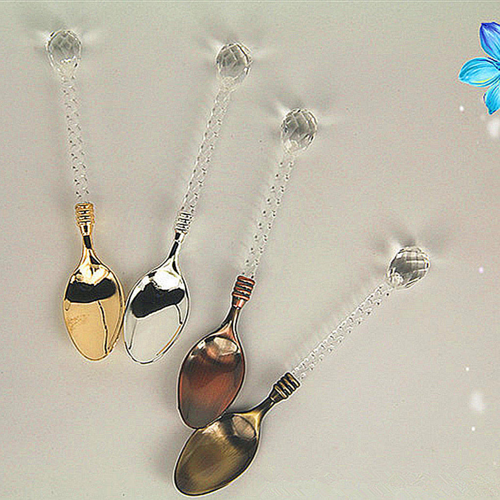 Crystal Coffee Spoon Dessert Scoop Vintage Style Scoops Decoration Gift Tableware Restaurant Kitchen Accessories