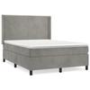 Lit avec matelas - Maison Exclusive - Velours gris clair - 140x200cm - Tête de lit réglable