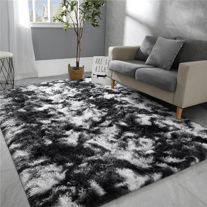 Large Area Rugs for Living Room Super Soft Fluffy Modern Bedroom Rug, Tie-Dyed Indoor Shag Fuzzy Carpets for Girls Kids Nursery Room Home Decor