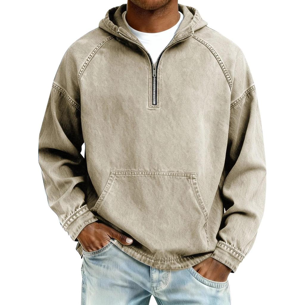 2026 European Men's Denim Jacket with Hooded Sweatshirt, Spring/Autumn Short Zipper Design
