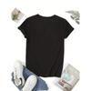 Women's Black White Floral Heart Print T-Shirt Crew Neck Short Sleeve Lightweight Polyester Medium Stretch Casual Versatile Daily Home Restaurant Top