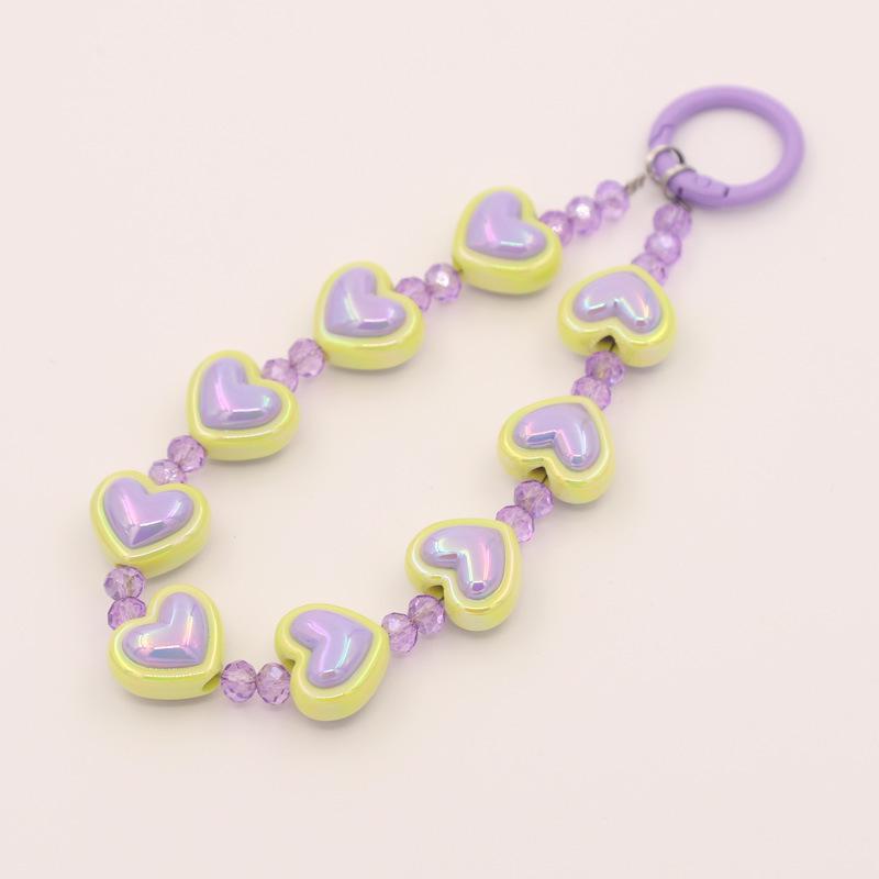 Versatile Beaded Keychain Pendant: Heart & Flower Lanyard Accessories
