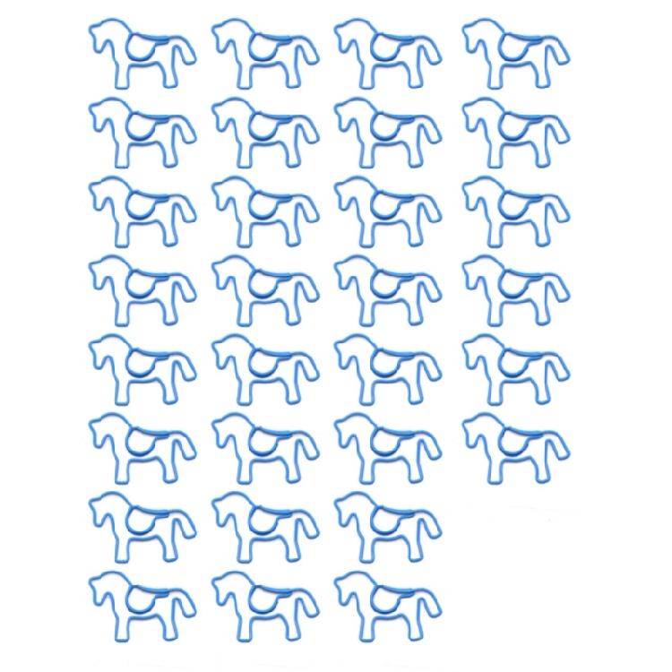 

30Pcs Horse Shape Metal Paper Clip Colored Metal Paperclips File Clamp For Document Note Paper Postcard Organization синій
