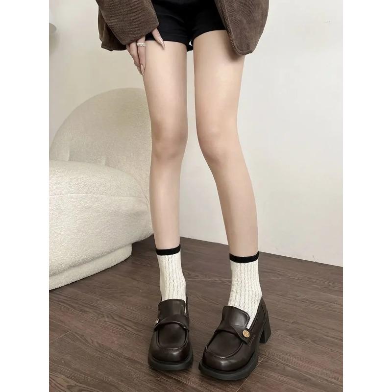 Chunky Heels Block Heel with Medium Loafers Round Toe Women's Shoes Ladies Pumps on Sale Korean Style Elegant Dress Stylish Shoe