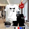 Men's Quick-Dry Sports Set: Mesh T-Shirt & Shorts with Fun Smiley Print