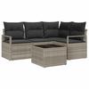 5 Piece Sofa Set Light Grey Poly Rattan