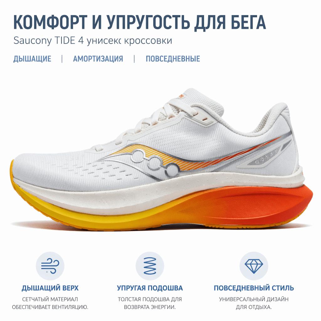 Saucony Tide 4 Comfortable Soft Breathable Rebound Running Shoes Unisex sneaker White S28279-2