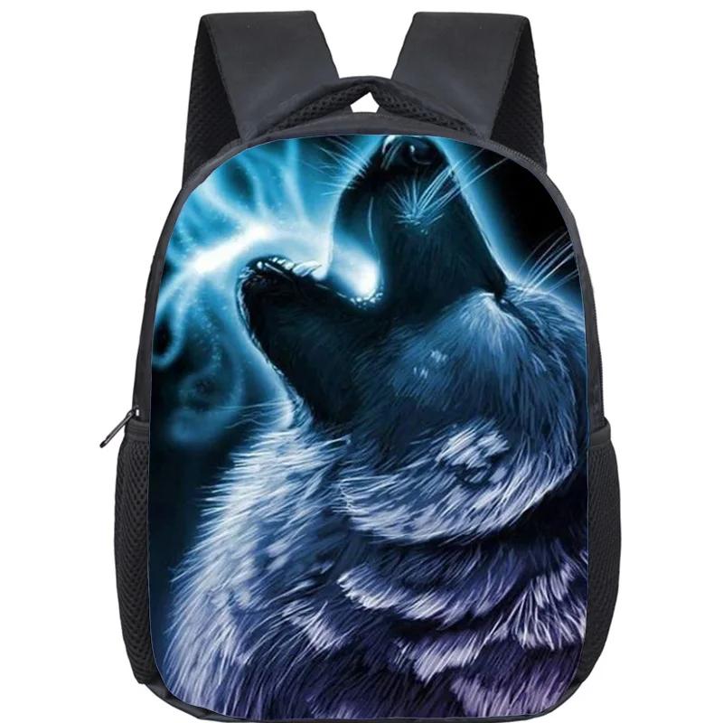 Kinderboekenrugzak Wolf Schooltassen voor Jongens Meisjes 3D Tijger Leeuw Rugzakken Kleuterschooltassen Huilende Dieren Waterdichte Mini Rugzak