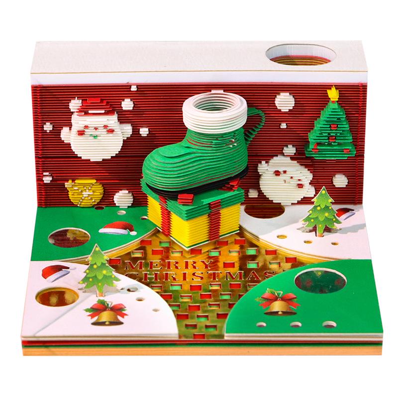 2026 Christmas Treehouse 3D Paper Carving Calendar & Sticky Note Commemorative Gift
