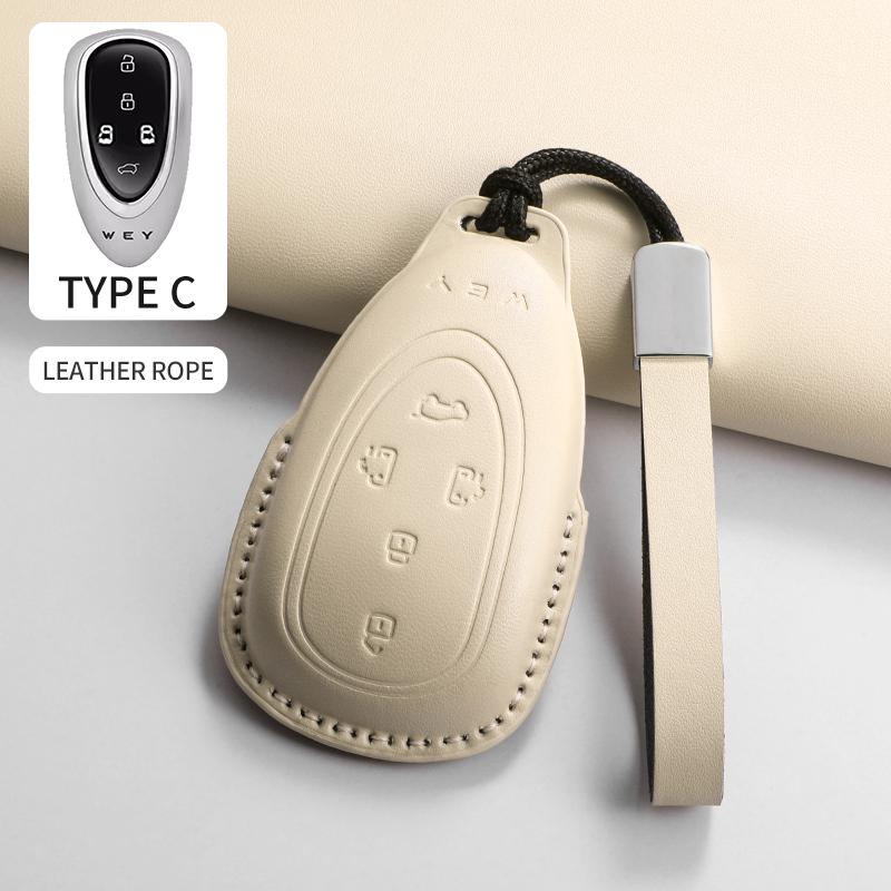 PU Leather Car Smart Remote Key Cover Case For WEY Blue Mountain Highland Mocha Latte DHT-PHEV Key Protecter Shell Accessories