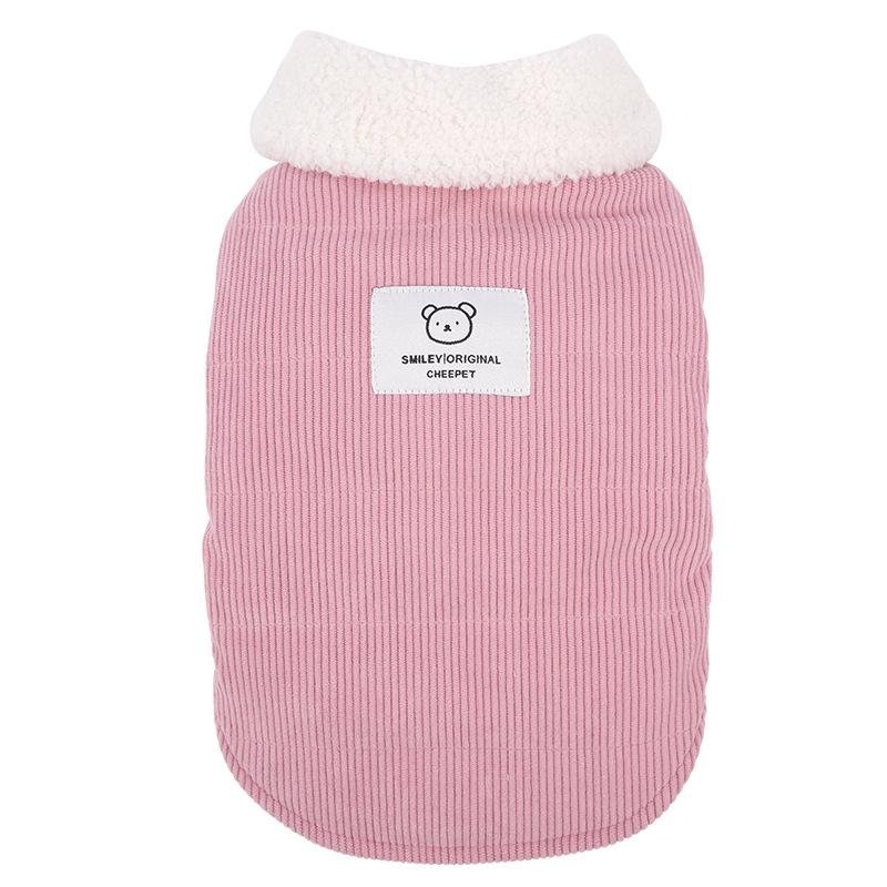 

Собачья осенне-зимняя утолщенная плюшевая хлопковая одежда Щенок Собака Тедди Шнауцер Универсальная контрастная лацкан Домашняя одежда S