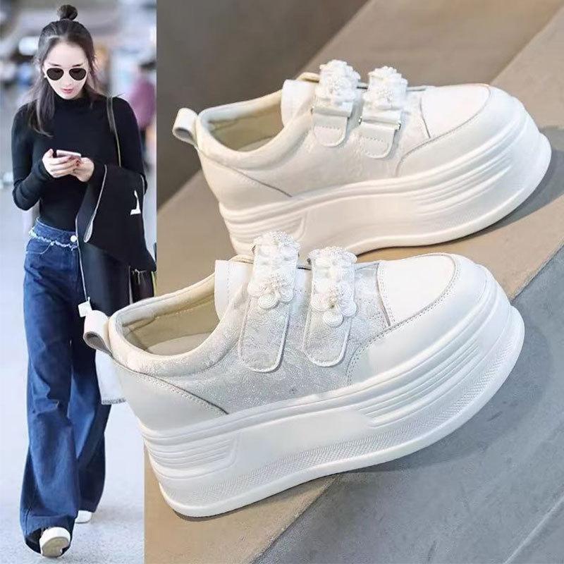 Inner height increase Velcro women's spring new casual single shoes muffin platform retro new Chinese style women's shoes