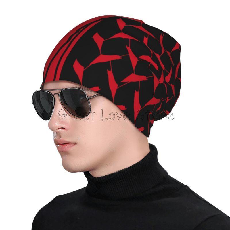 Palestine Flag Skullies Beanies Caps Kufiya Hatta Warm Bonnet Cap Adults Knit Hat Headwear Unisex Slouchy Scarf Skullies Beanies